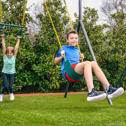 gobaplay Single Swing Playground Set with 8' Frame Extension & Rectangle Swing