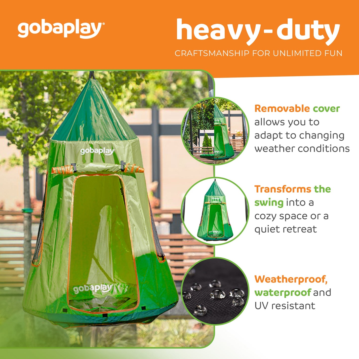 gobaplay Outdoor Frame Playground Equipment w/ 8' Extension & 39" Swing w/ Tent - 436276