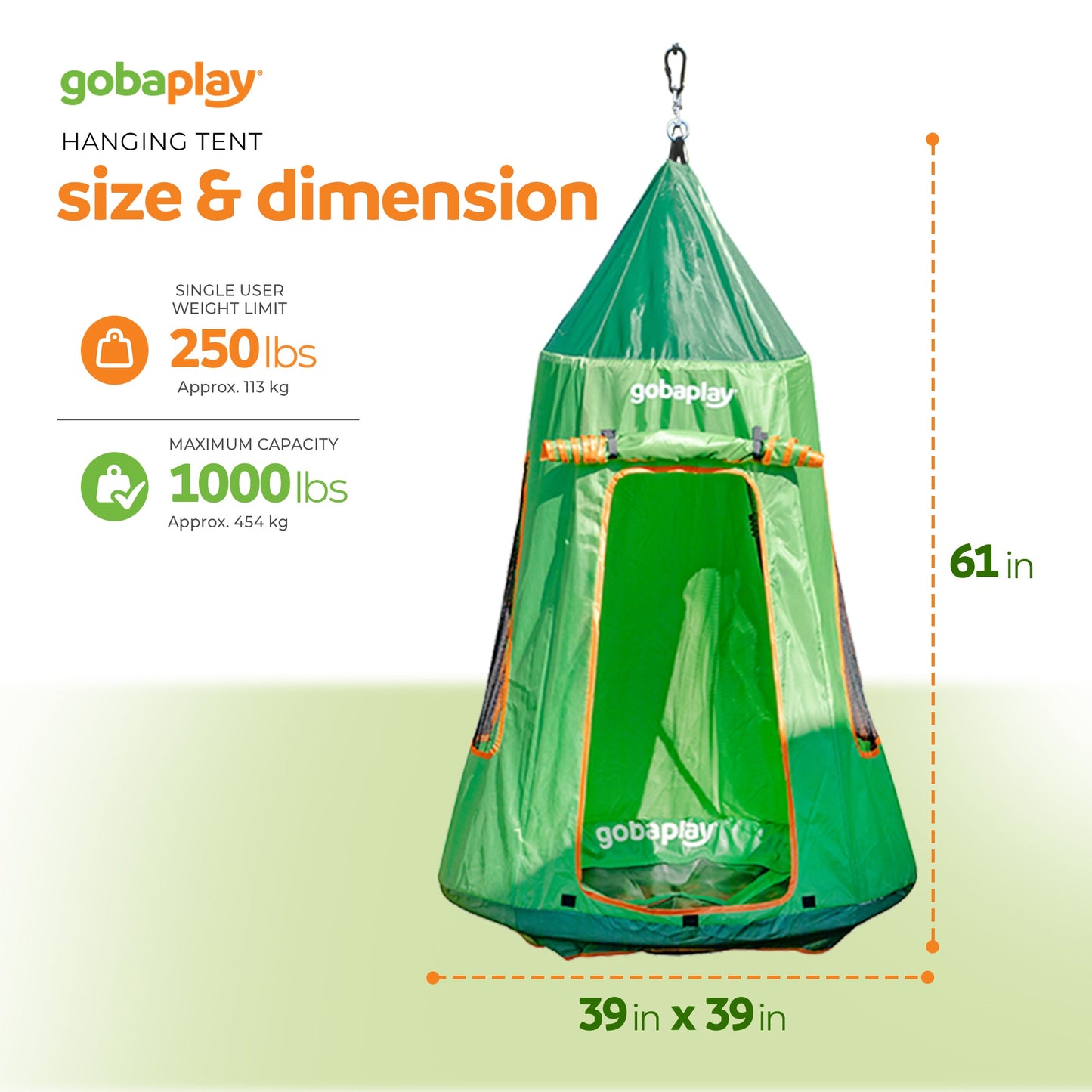 gobaplay Single Swing Set Playground Equipment with FlyMax 39" Swing with Tent - 436274
