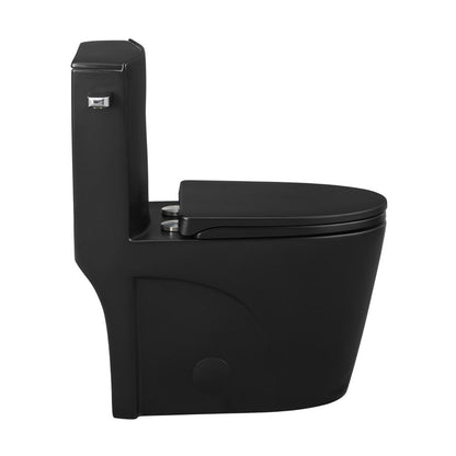 Swiss Madison St. Tropez One-Piece 10" Rough-in 1.28 GPF Left Flush Elongated Toilet in Matte Black - SM-1T273MB