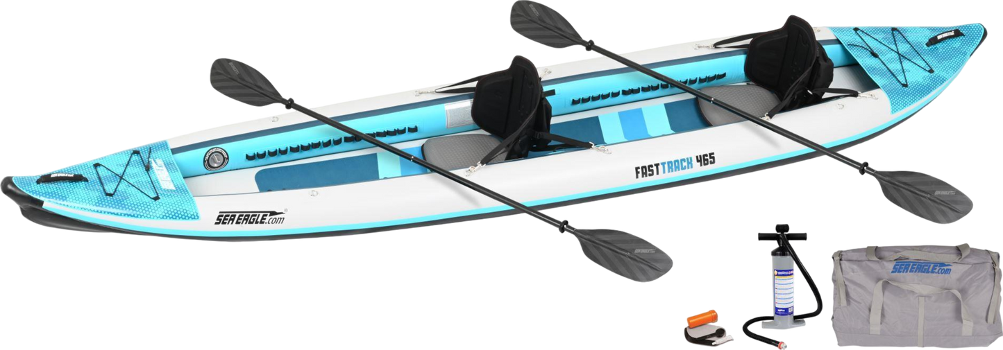 Sea Eagle 465FTK_P2 465ft FastTrack V-Bottom Inflatable Kayak Pro 2 Person Package New - 465FTK_P2