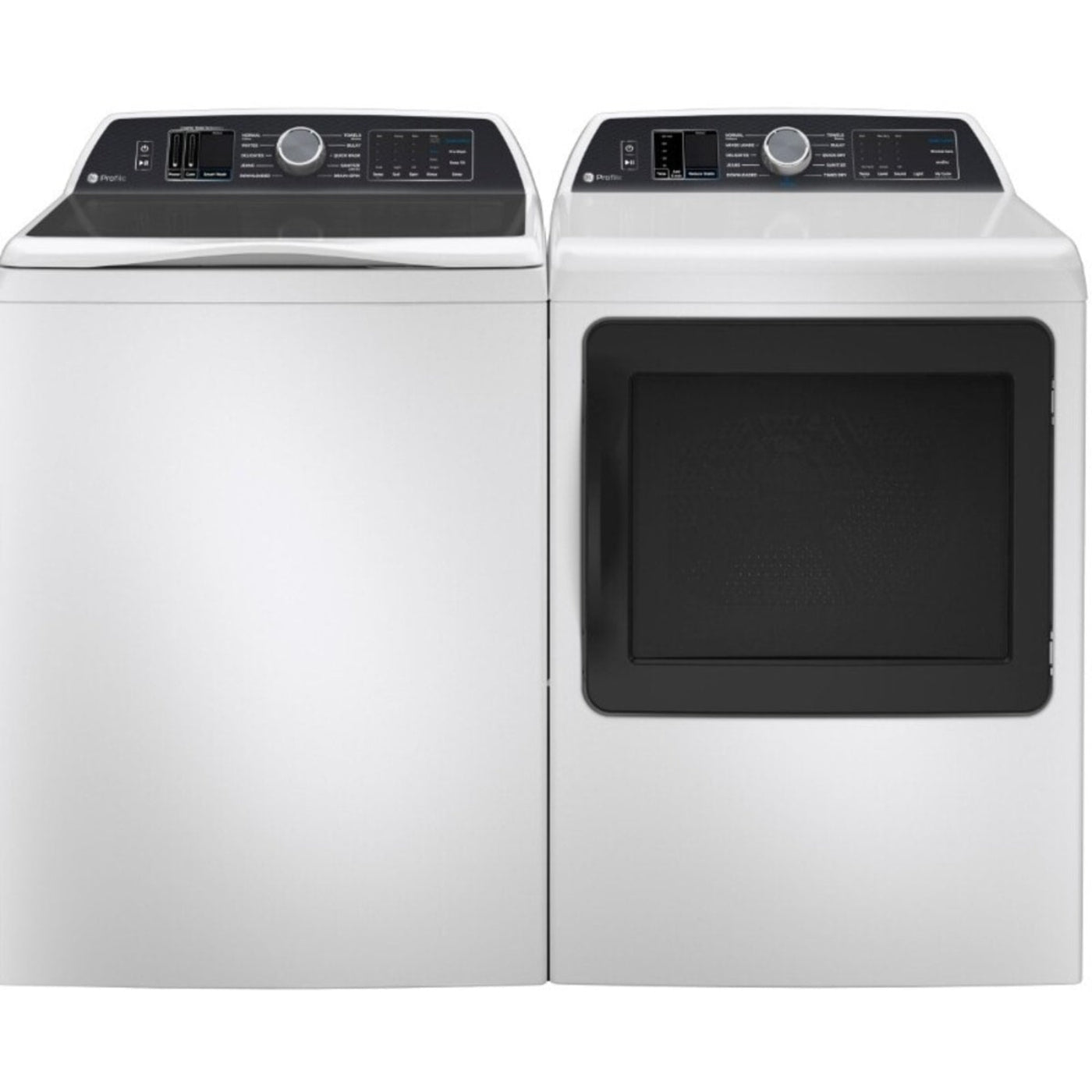 GE Appliances Profile 28 Inch Top Load Smart Washer & GE Profile 27 Inch Smart Electric Dryer - PTW700BSTWS