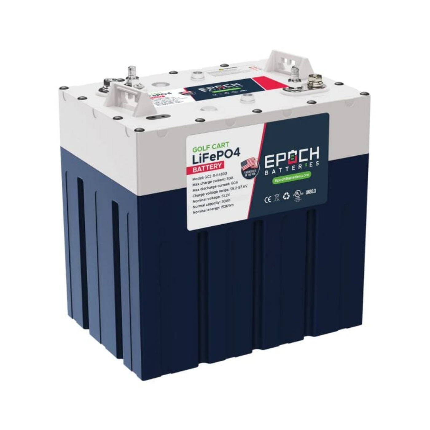 EPOCH 48V 30Ah - 180Ah | GC2 - Golf Cart LiFePO4 Lithium Battery - 48V-30Ah-GC2