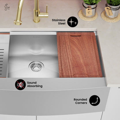 Swiss Madison Rivage 36 x 22 Single Basin Apron Kitchen Workstation Sink - SM-KS786