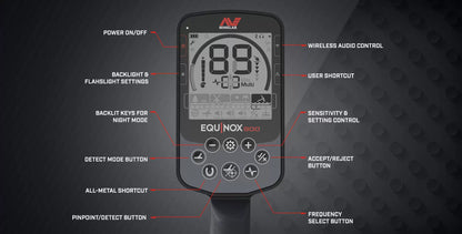 Minelab Equinox 900 Bundle with Pro-Find 40 EQX 15" Coil, Free Gear