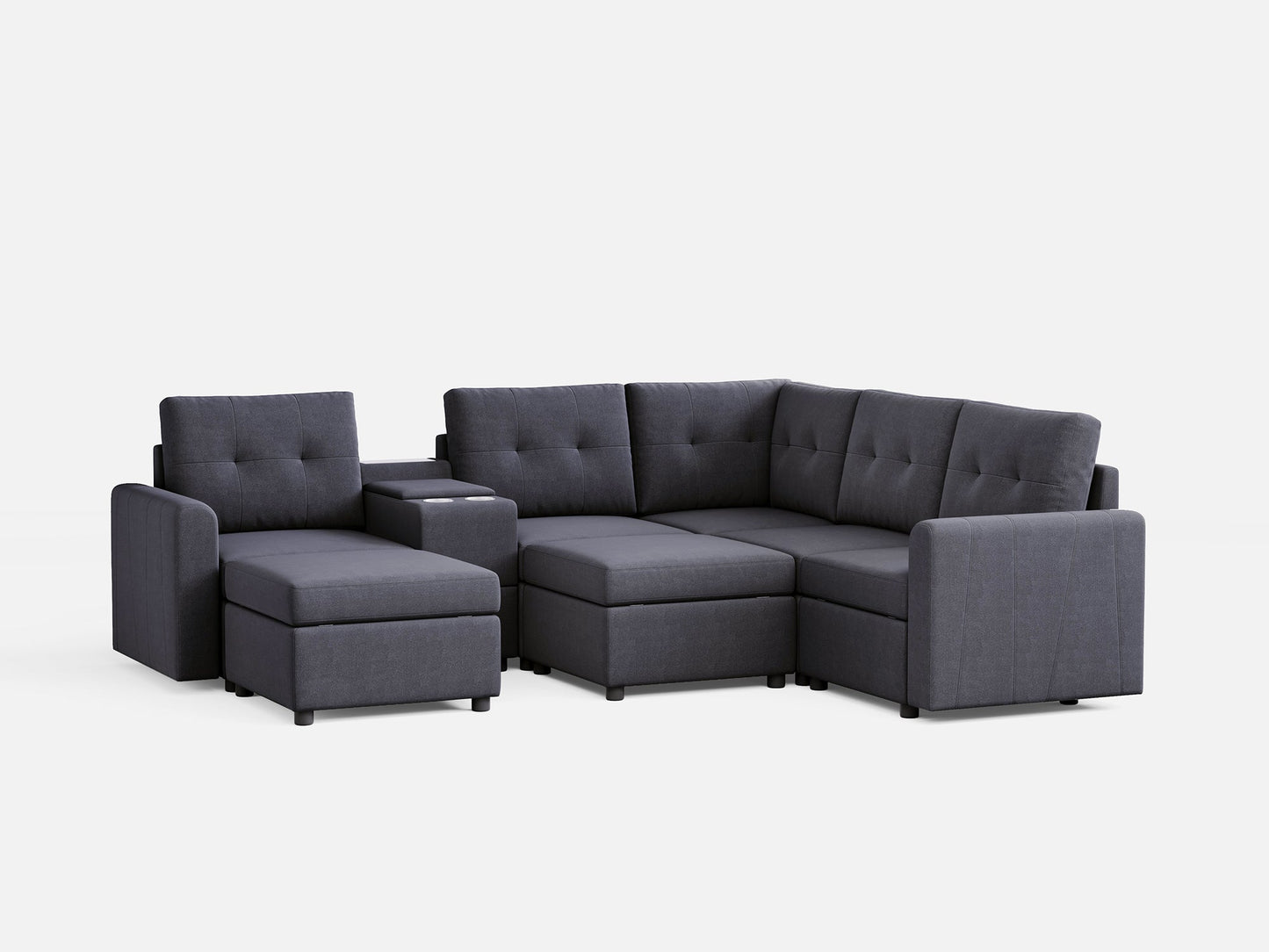 LINSY HOME RUBIK III 4 Seats with 2 Ottomans & Corner & Console - US-LH-SPF-Sofa-S800-F-42111-0-00