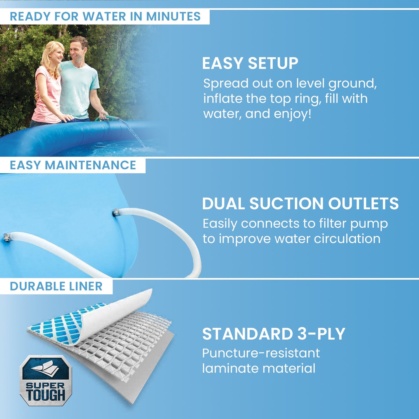 Summer Waves Round Above Ground Swimming Pool Set w/ Cleaning Maintenance Swimming Pool Kit - 173906