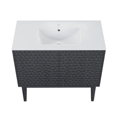 Swiss Madison Bosse 36" Freestanding Bathroom Vanity in Black Oak with Sink Top - SM-BV8802AO
