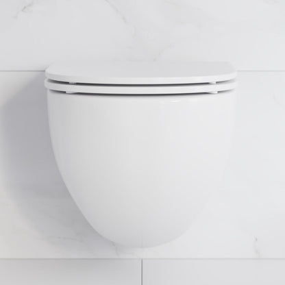 Swiss Madison St. Tropez Wall-Hung Toilet Bundle 0.8/1.6 GPF Dual Flush in Glossy White with Brass Flush Plate - SM-WT0801GW