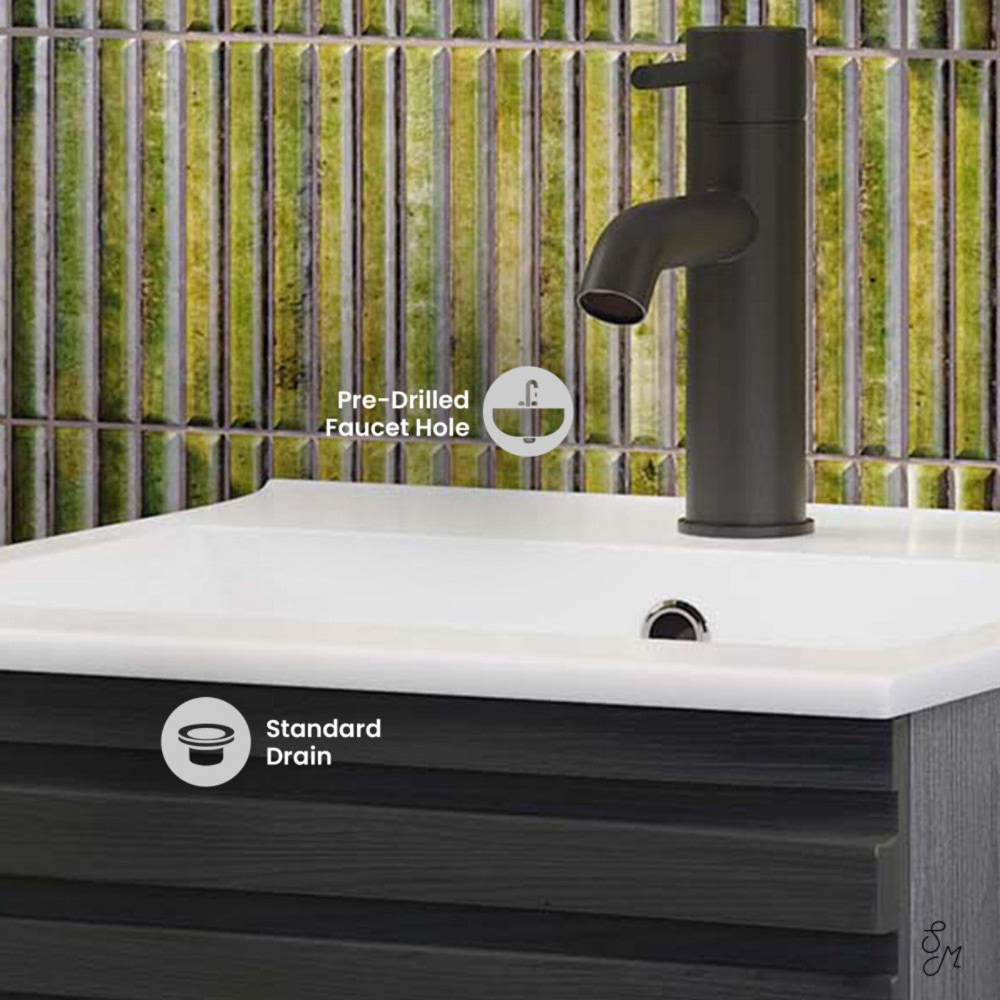 Swiss Madison Cascade 18" Bathroom Vanity in Black - SM-BV560B