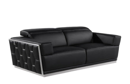 Modway Furniture 89" Black and Silver Leather Sofa - Luxurious Italian Leather, Art Deco Design, and Chic Comfort - 551593-HOMEROOTS