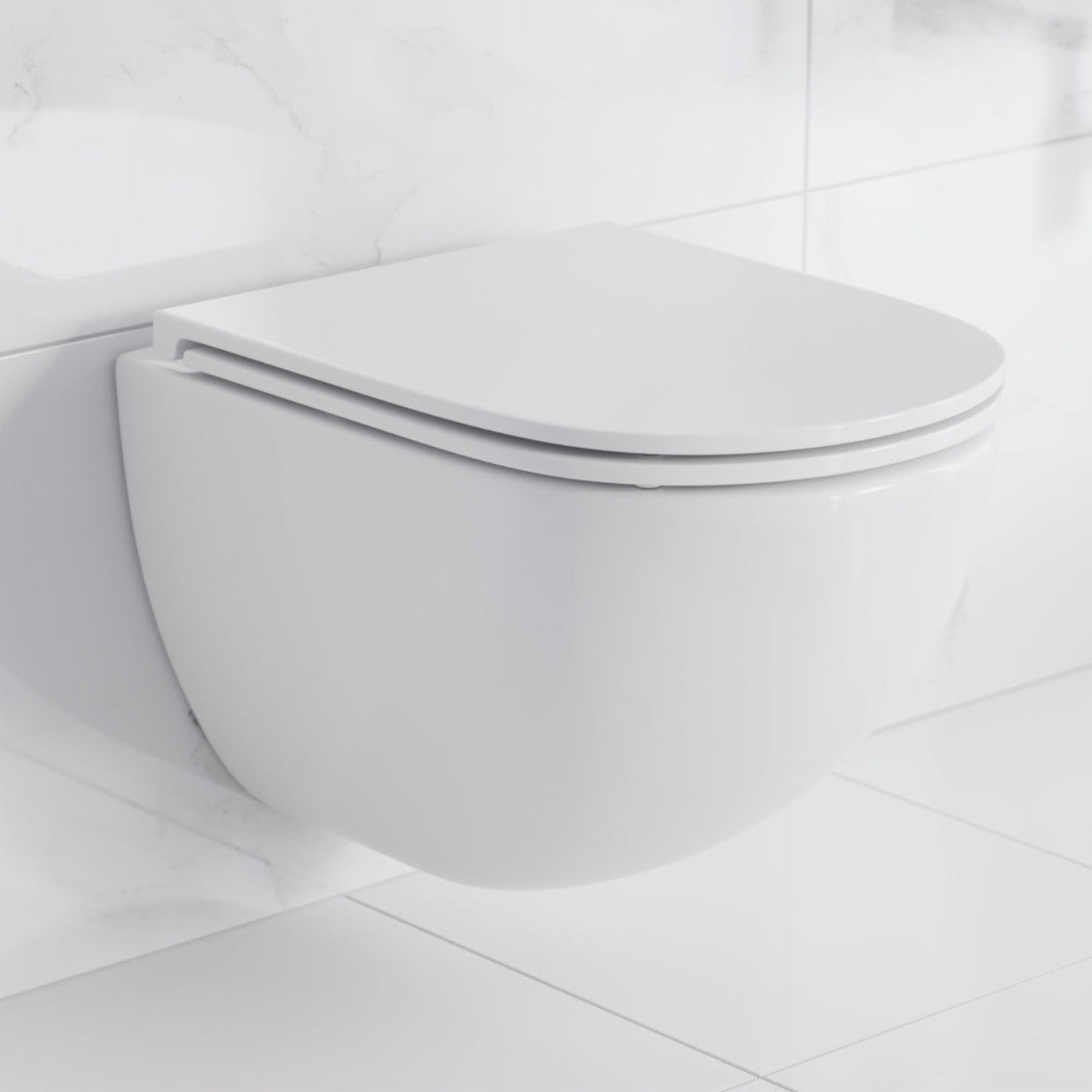 Swiss Madison St. Tropez Wall-Hung Toilet Bundle 0.8/1.6 GPF Dual Flush in Glossy White with Flush Plate - SM-WK449-01W