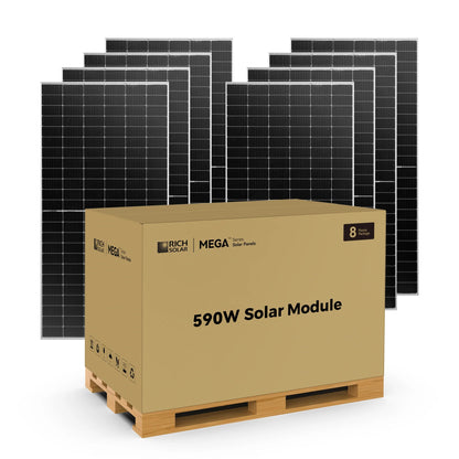 Rich Solar 590 BIFACIAL | 590 Watt Bifacial Solar Panel | Premium Grid-tie or Off-grid Solar Panel for Residential, Commercial, Agriculture  - RS-M590BF-8