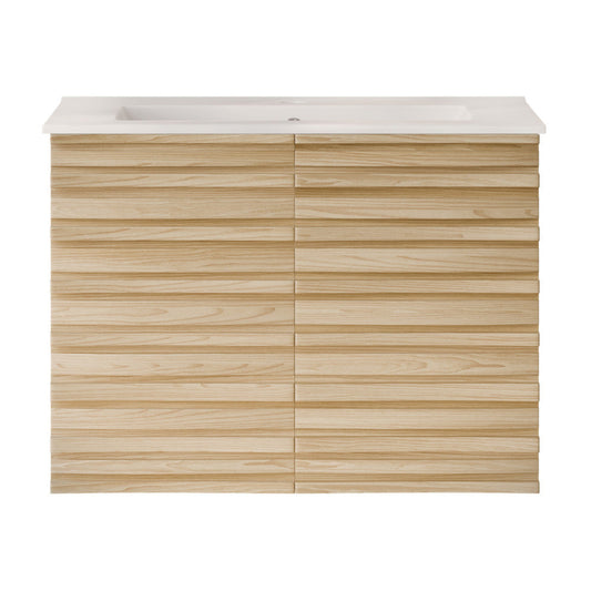 Swiss Madison Cascade 30" Wall-Mounted Bathroom Vanity in Natural Oak with Sink Top - SM-BV8624NO