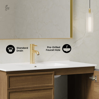 Swiss Madison St. Tropez 36" Wall-Mounted Bathroom Vanity in Brown Oak with Sink Top - SM-BV0829BO