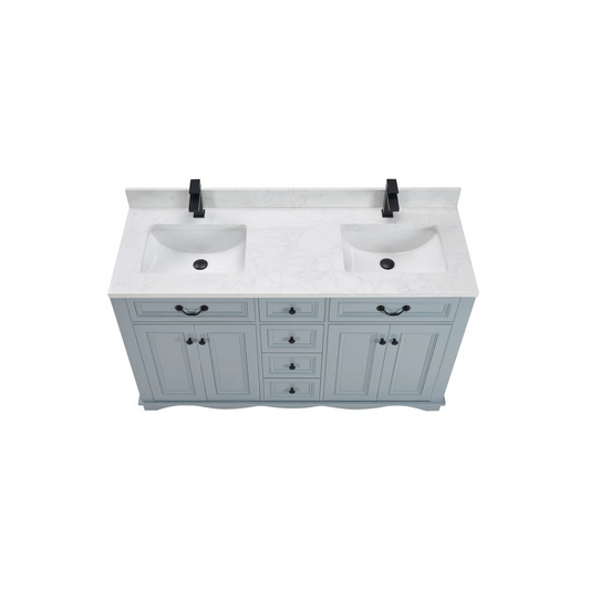 60" Solid Wood Sink Vanity With 1' Artificial Stone Top