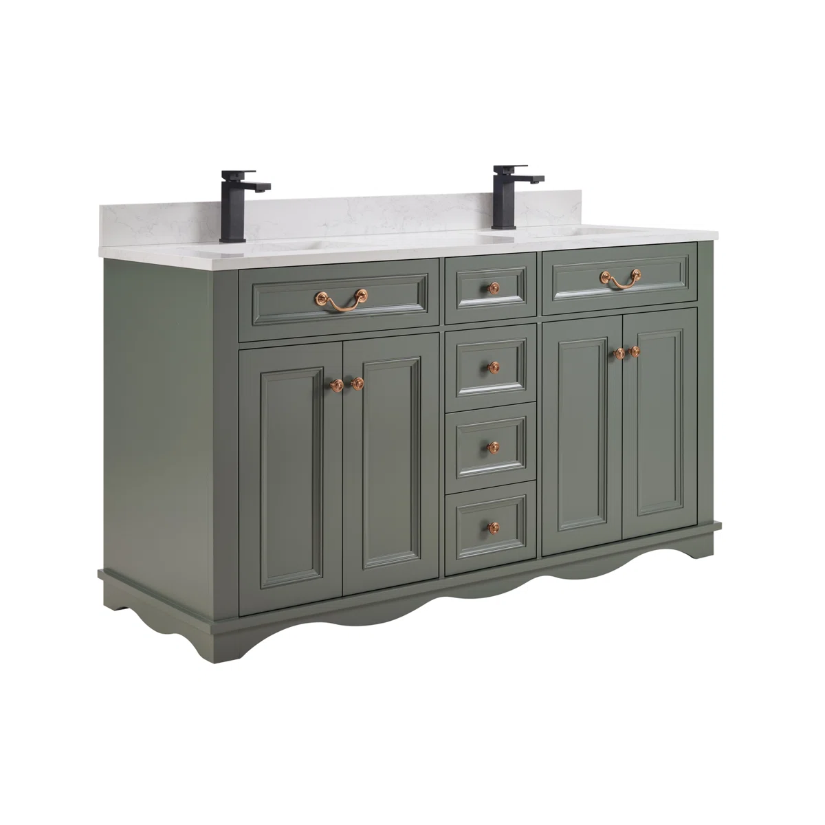 60" Solid Wood Sink Vanity With 1' Artificial Stone Top