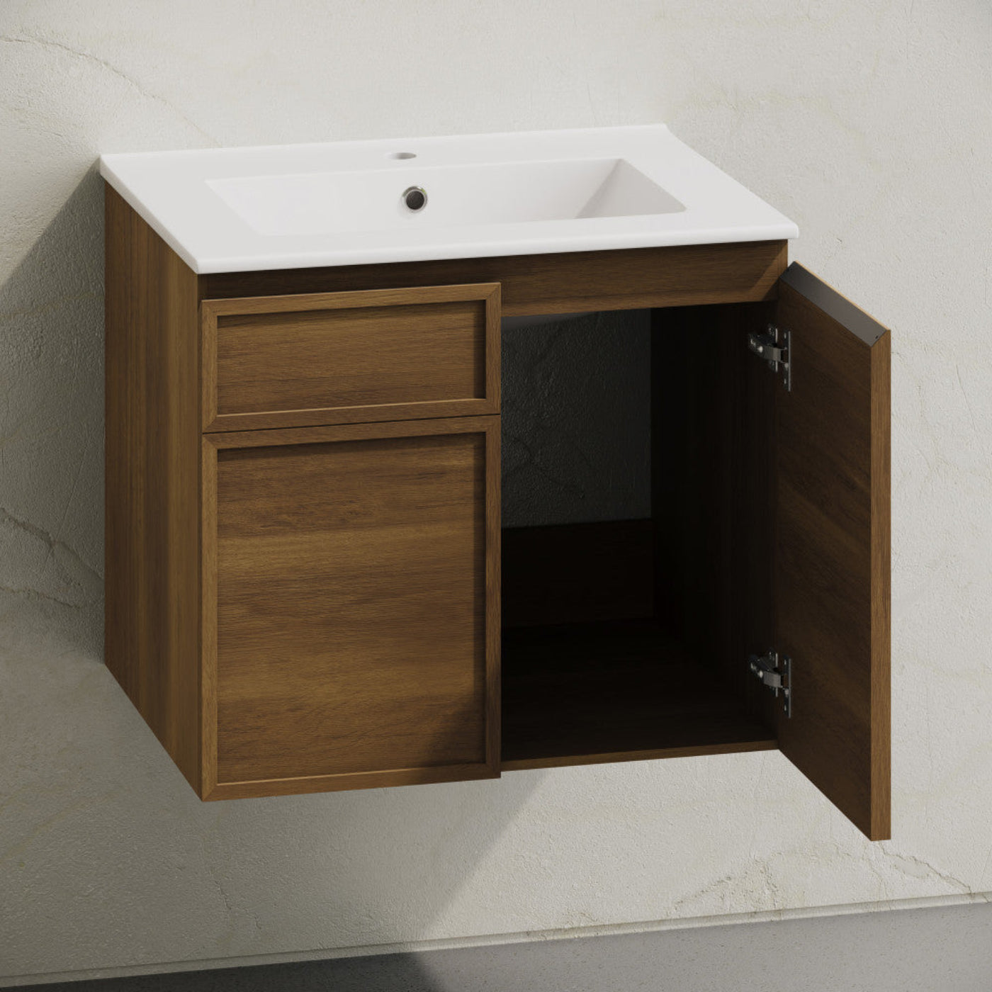 Swiss Madison St. Tropez 24" Wall-Mounted Bathroom Vanity in Brown Oak with Sink Top - SM-BV0819BO