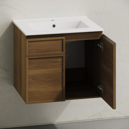 Swiss Madison St. Tropez 24" Wall-Mounted Bathroom Vanity in Brown Oak with Sink Top - SM-BV0819BO