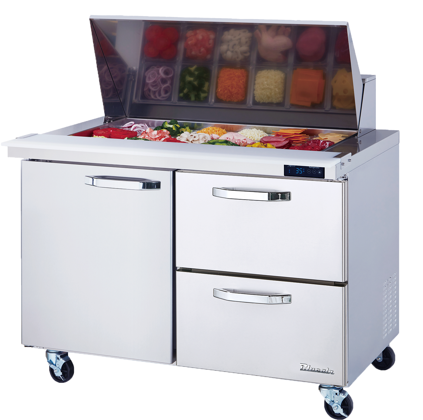 Blue Air | 48" Wide 2 Drawer Mega Top Sandwich Prep Table - BLMT48-D2R-HC