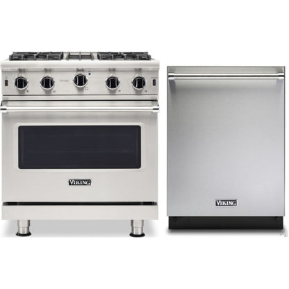 Klein Tools -Piece Package 30 Inch Freestanding Professional Gas Range and 24 Inch Fully Integrated Dishwasher - VGIC53024BSSLP