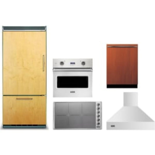 Viking 5-Piece Package 36 Built-In Panel-Ready Bottom-Freezer Refrigerator and 36 5 Cooktop and 30 5 Wall Oven and 24 Integrated Panel-Ready In Dishwasher and 36 Hood - FDWU524