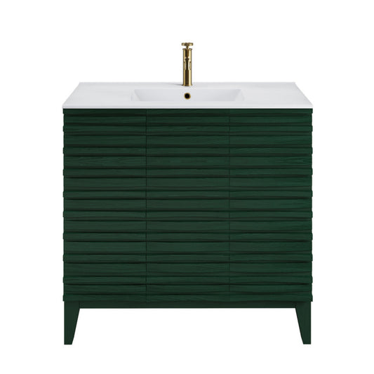 Swiss Madison Cascade 36" Freestanding Bathroom Vanity in Green Oak with Sink Top - SM-BV471GA