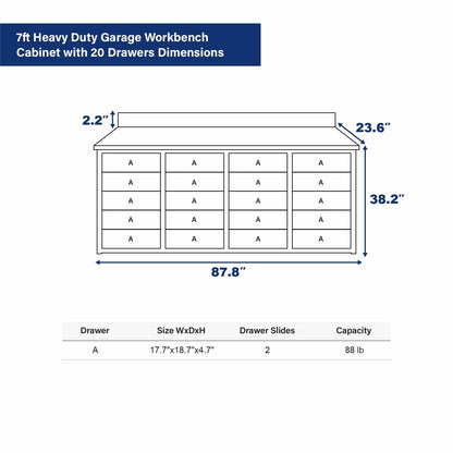 Chery Industrial Heavy Duty Garage Workbench Cabinet with 20 Drawers - WW000208