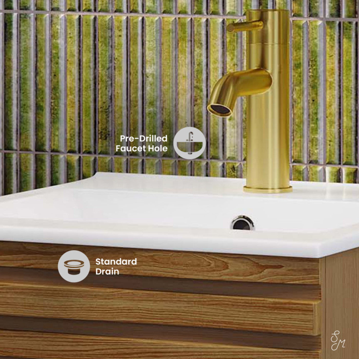 Swiss Madison Cascade 18" Bathroom Vanity in Brown Oak - SM-BV560WN