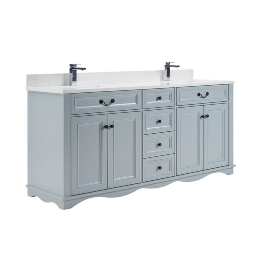 72" Solid Wood Sink Vanity With 1' Artificial Stone Top