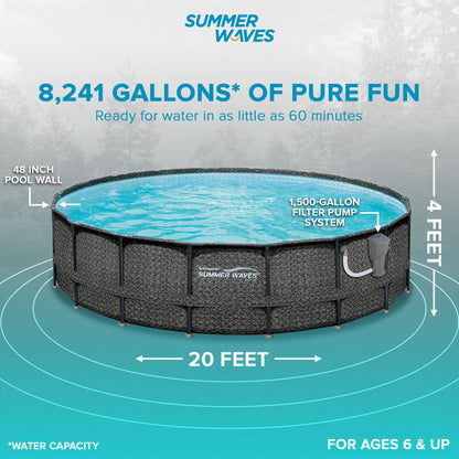 Summer Waves Elite 20ftx48in Above Ground Frame Swimming Pool Set w/ Pump  - 242947