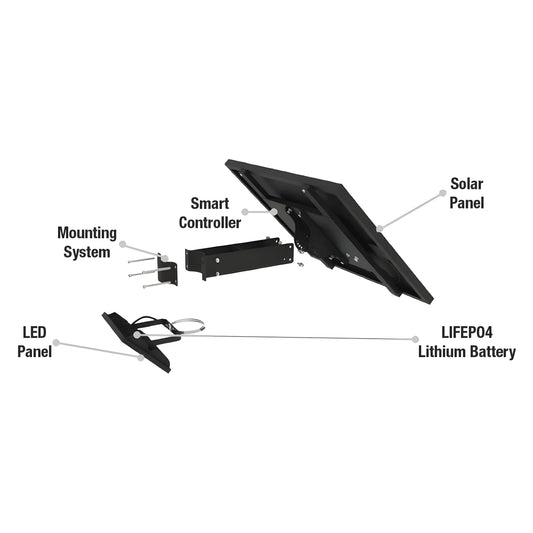 AVS Energy Solar LED Flood Light 30 Watt 4200 Lumens 5000K  - AVS-BLK-30W