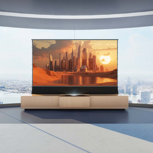VIVIDSTORM Bundle-Projector&Screen&Motorized Laser TV Cabinet Geneva - VC49GE100C-VSDSTUST100H