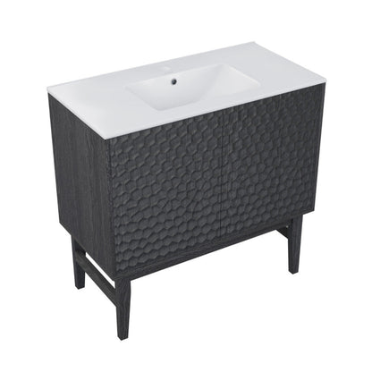 Swiss Madison Bosse 36" Freestanding Bathroom Vanity in Black Oak with Sink Top - SM-BV8802AO