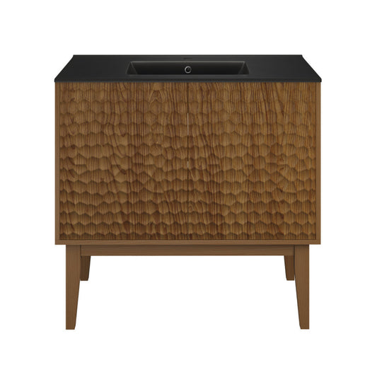 Swiss Madison Bosse 36" Freestanding Bathroom Vanity in Brown Oak with Black Sink Top - SM-BV8802BOMB