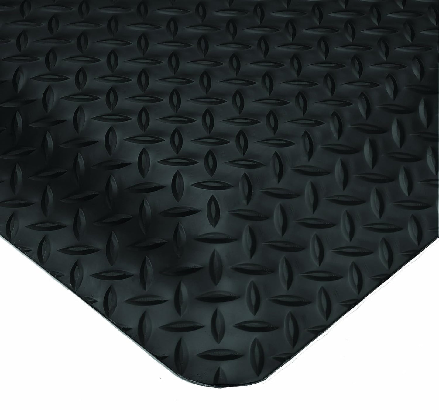 Wearwell Diamond-Plate SpongeCote UltraSoft Mat, 6' Width x 75' Length x 15/16" Thickness, Black - 414.1516x6x75BK
