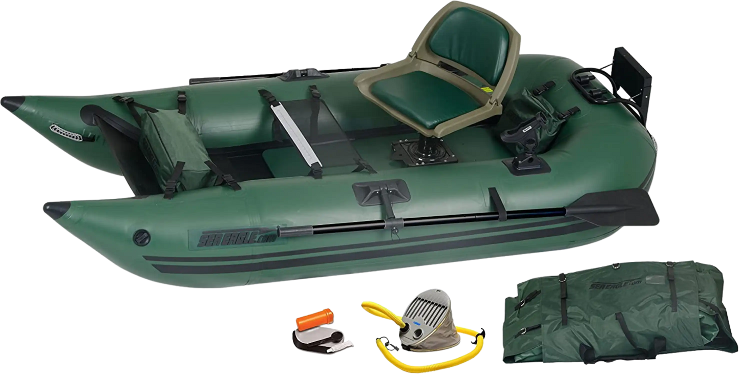 Sea Eagle 285 Inflatable Portable Frameless Fishing Pontoon Boat Pro Package Green 285FPBK_P New - 285FPBK_P