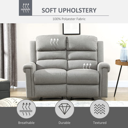HomCom 2 Seater Recliner Sofa with Manual Pull Tab, Fabric Reclining Sofa, RV Couch, Home - B08TT573TL-1
