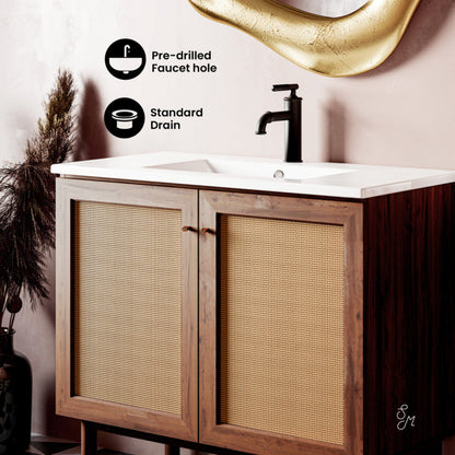 Swiss Madison Classe 36" Freestanding Bathroom Vanity in Brown Oak with Sink Top - SM-BV663WN