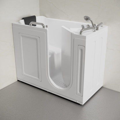 Swiss Madison Auvergne 53" x 27" ADA Right Drain Walk-in Soaking Bathtub in Glossy White, Faucet Set, Drain, Grab Bars, Pillow Included - SM-AB6802GW
