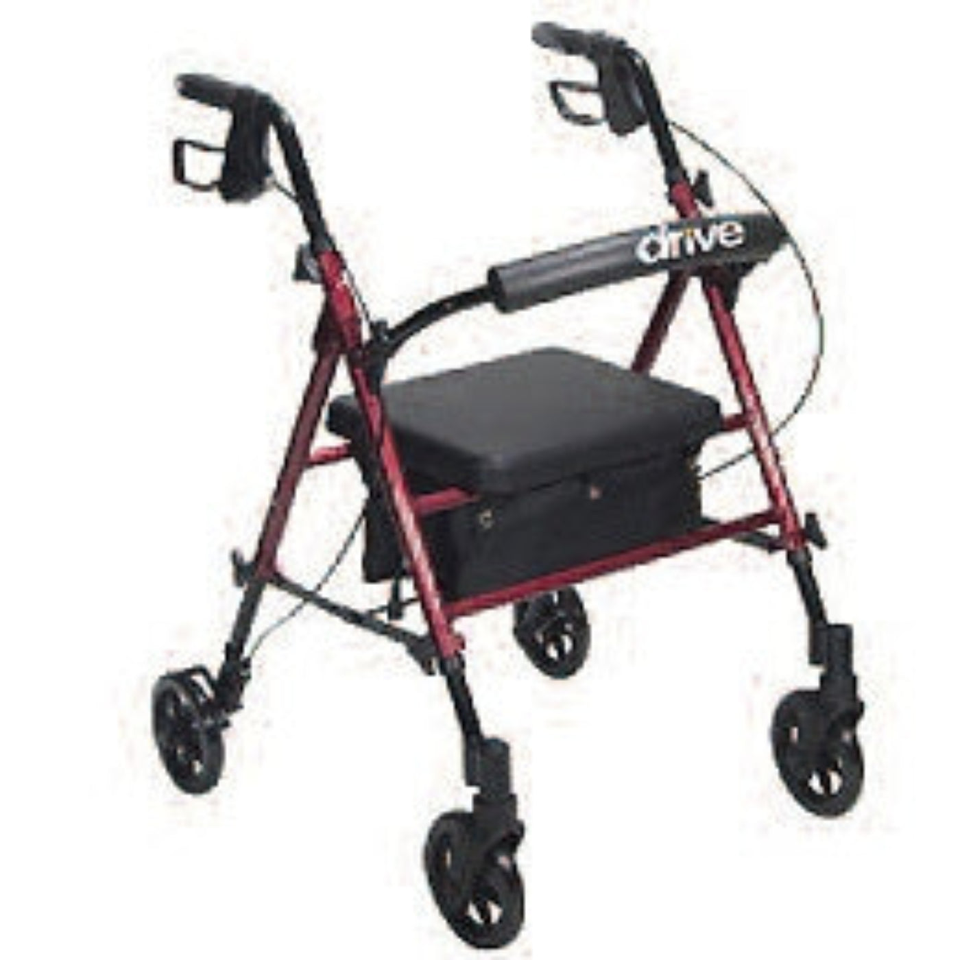 Patterson Medical- 4 Wheel Rollator Red Adjustable Height / Folding Aluminum Frame - 081576974