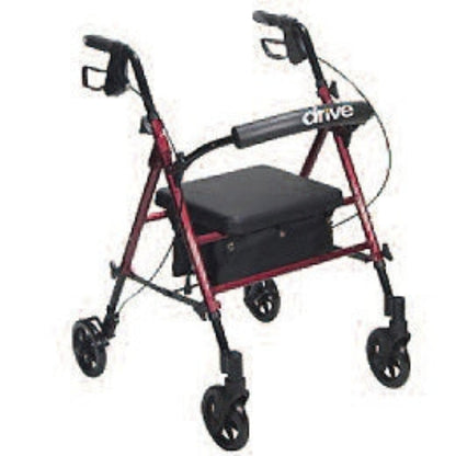 Patterson Medical- 4 Wheel Rollator Red Adjustable Height / Folding Aluminum Frame - 081576974