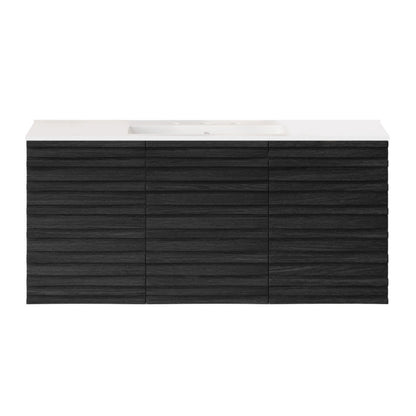 Swiss Madison Cascade 48" Wall-Mounted Bathroom Vanity in Black Oak with 3-Hole Widespread Sink Top - SM-BV8619AO