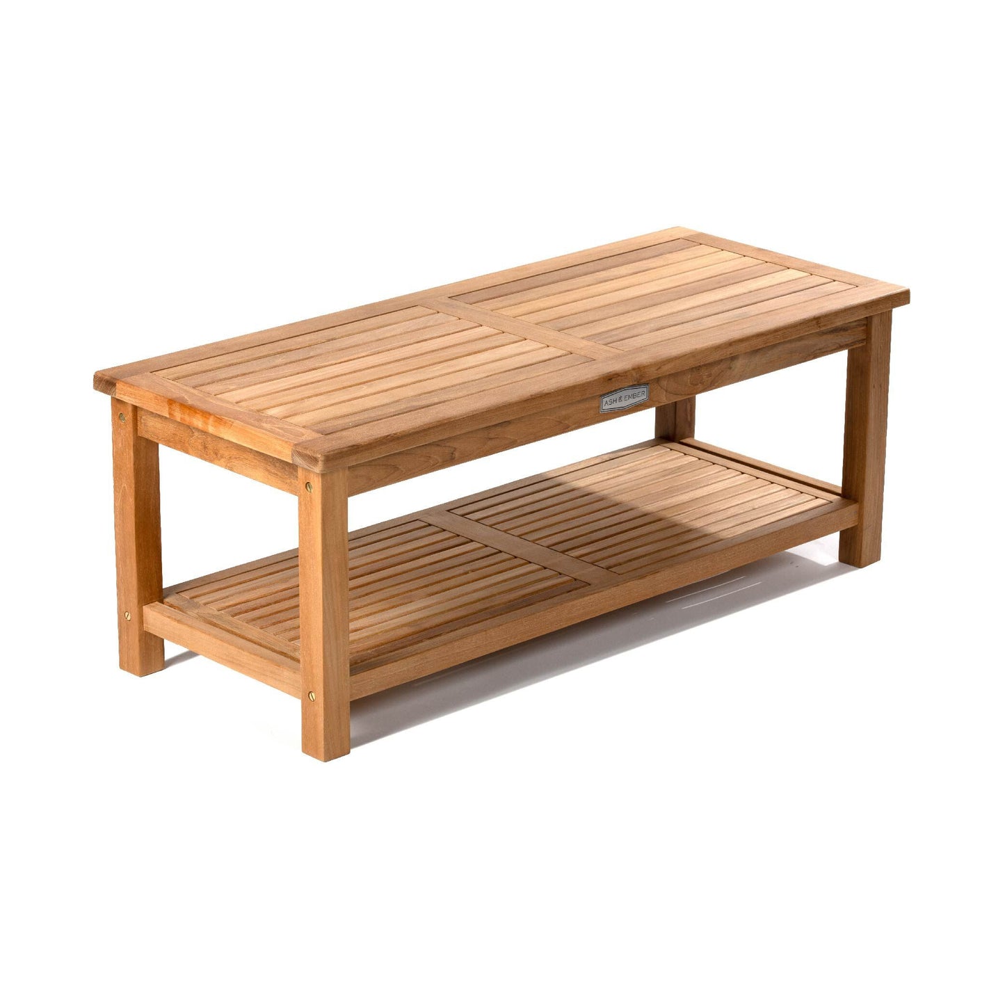 Ash & Ember Sierra Grade A Teak 47" Outdoor Coffee Table with Shelf - 899508