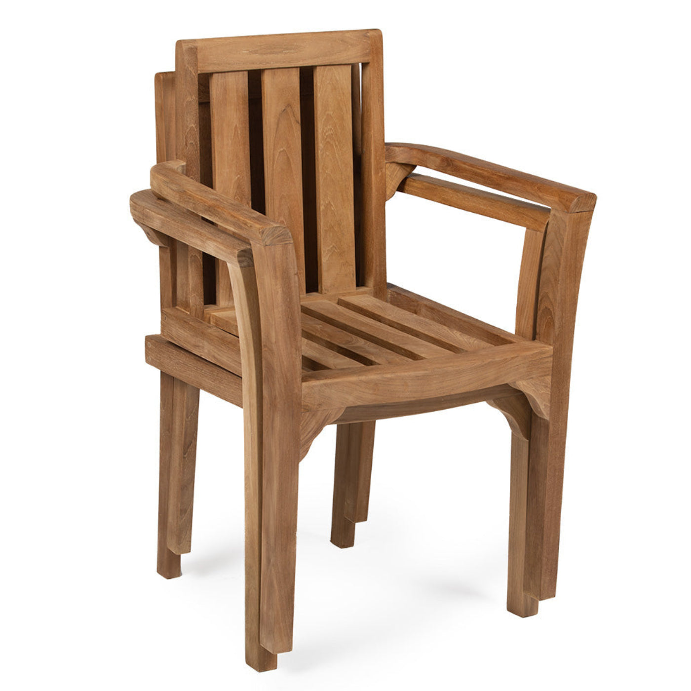 Ash & Ember Sage Grade A Teak 2 Pack Stacking Armchairs - Ash & Ember