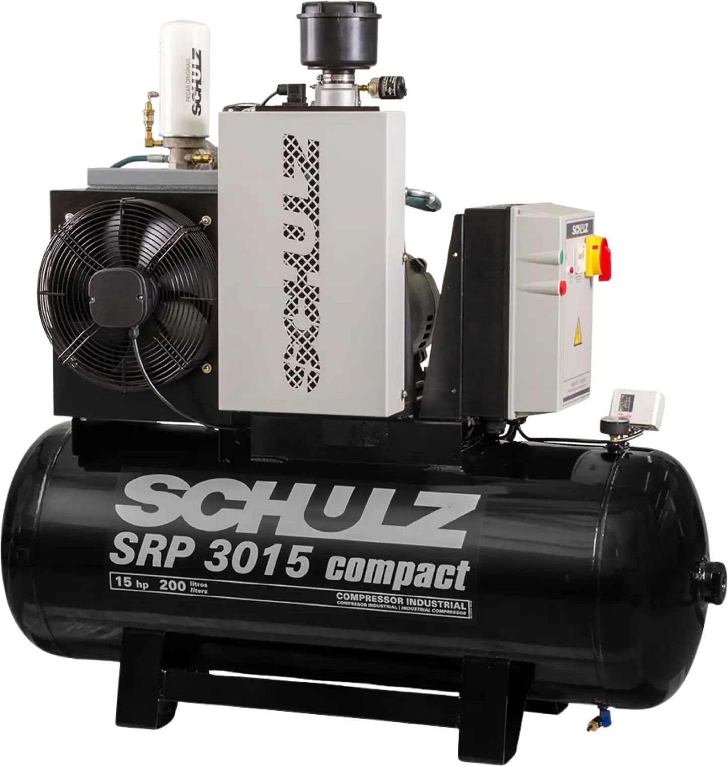 Schulz SRP-3015 Compact II Air Compressor 15 HP 60 gal. 208-230V 3-Phase Horizontal  - 970.3454-0/F
