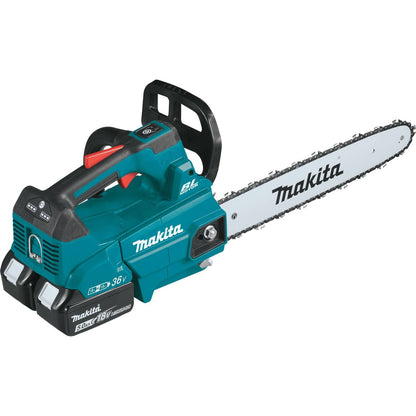 Makita (XCU09PT) 18V LXT Brushless 16" Top Handle Chain Saw Kit, dual port charger (5.0Ah) - XCU09PT