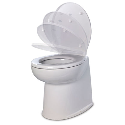 Jabsco Deluxe Flush 14" Straight Back 12V Raw Water Electric Marine Toilet w/Remote Rinse Pump  Soft Close Lid  - CWR-98020