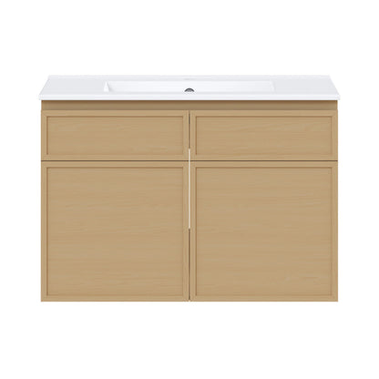 Swiss Madison St. Tropez 30" Wall-Mounted Bathroom Vanity in Natural Oak with Sink Top - SM-BV0825NO
