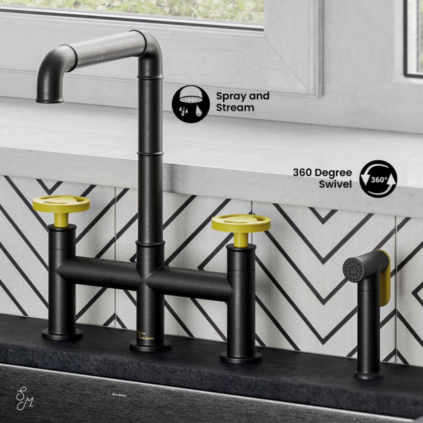Swiss Madison Avallon Pro Kitchen Faucet in Matte Black & Yellow - SM-KF79EY
